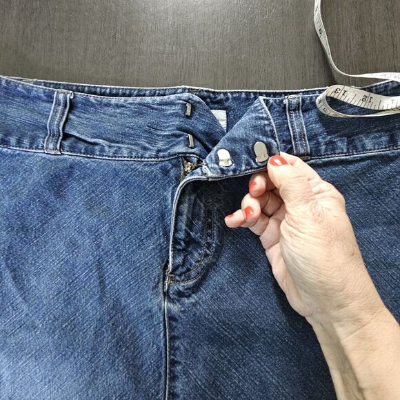 Vtg Old Navy Blue Denim Midi Skirt Size 10 Back Slit Y2k Classic Capsule Modest - Picture 4 of 8